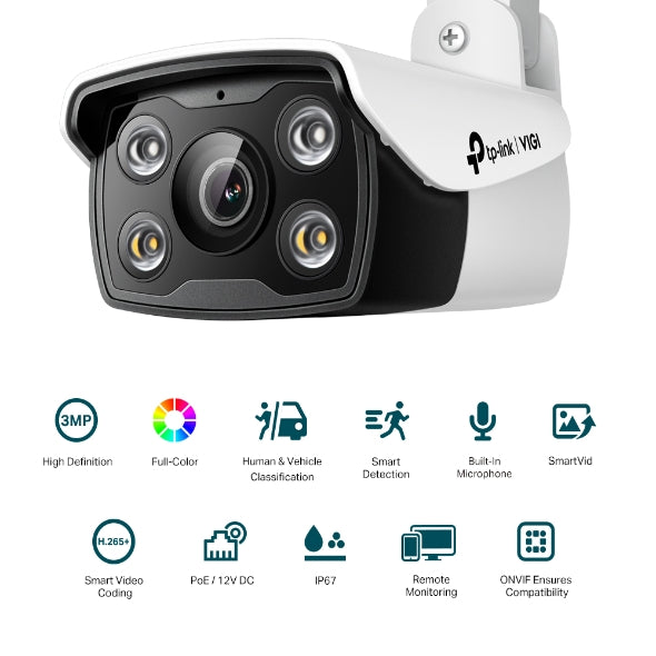 TP-Link VIGI 3MP C330(2.8mm) Outdoor Full-Color Bullet Network Camera, 2.8mm Lens, Smart Detectio... - Image 3