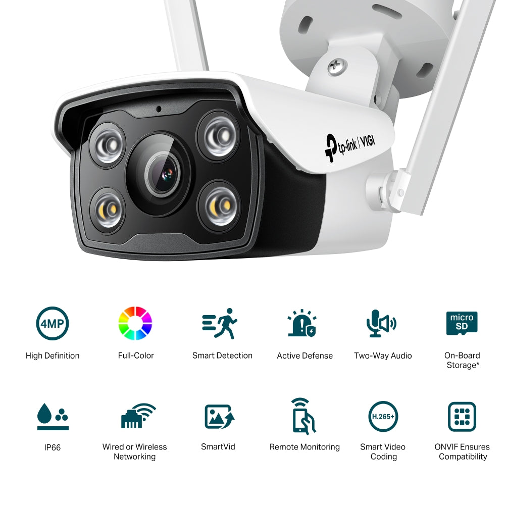 TP-Link VIGI 4MP C340-W(4mm) Outdoor Full-Colour Wi-Fi Bullet Network Camera, 4mm Lens, Smart Det... - Image 2