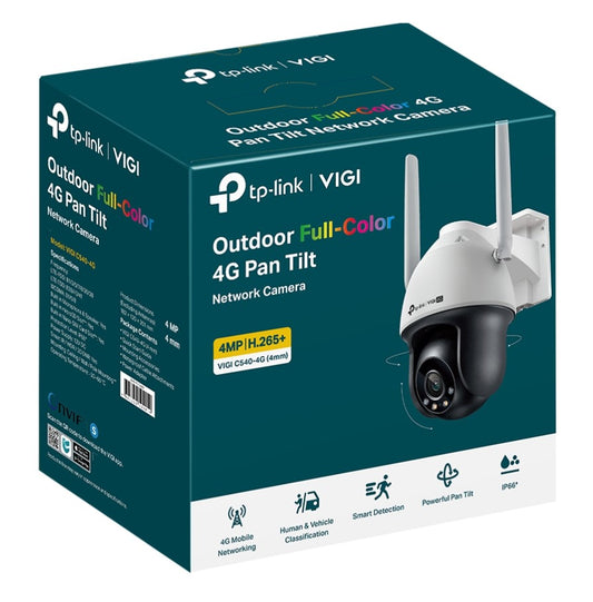 TP-Link VIGI 4MP C540-4G(4mm) Outdoor Full-Color 4G Pan Tilt Network Camera, 4mm Lens, 4G Mobile...