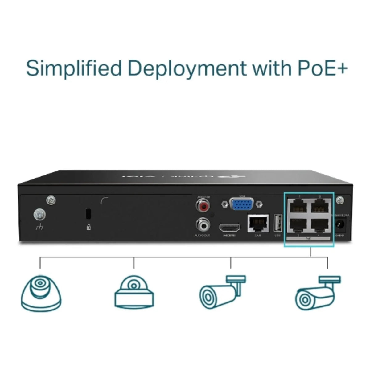 TP-Link VIGI NVR1004H-4P 4 Channel PoE+ Network Video Recorder, 24/7 Continuous Recording, 4K HDM... - Image 4