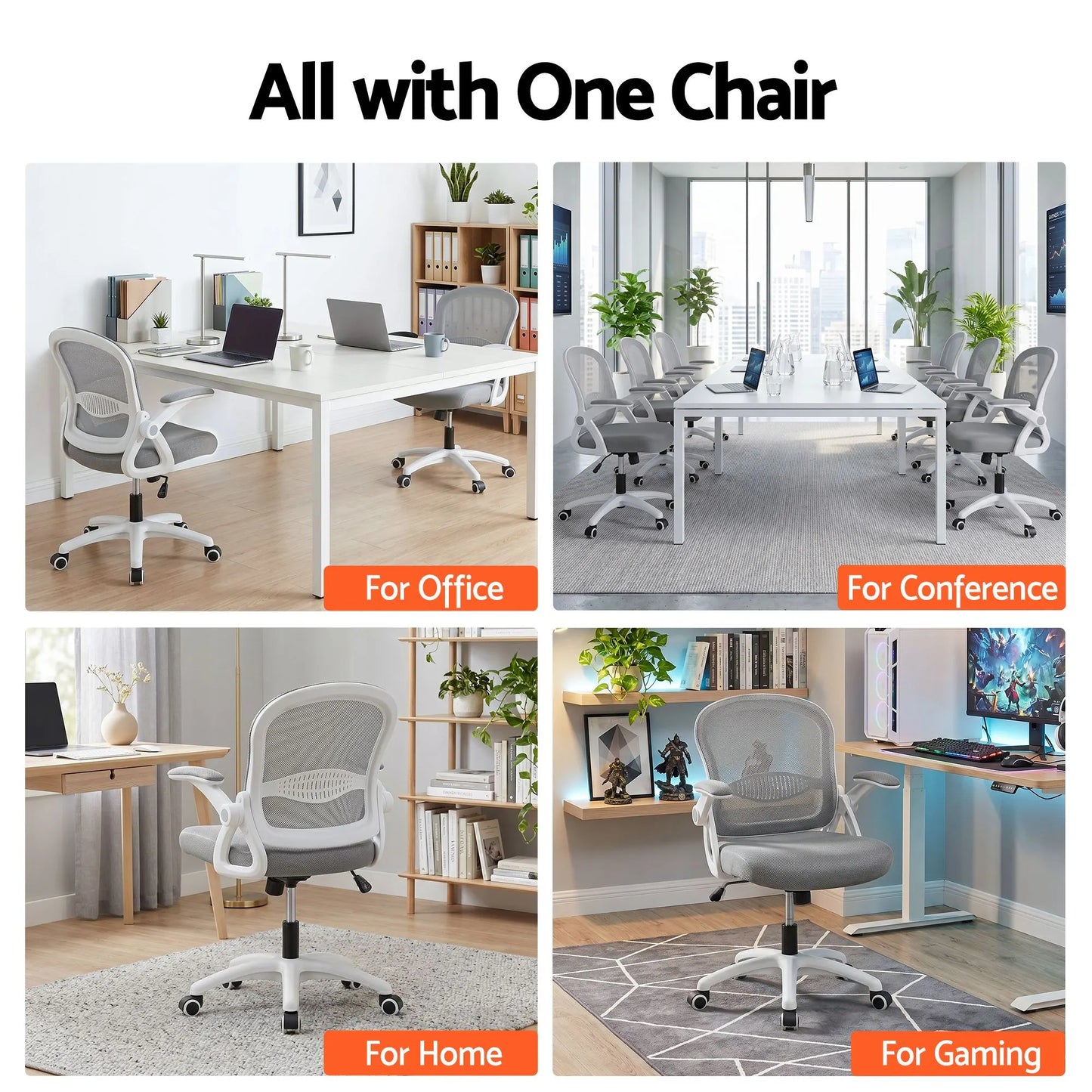 Artiss Mesh Office Chair Mid Back Grey - Image 9