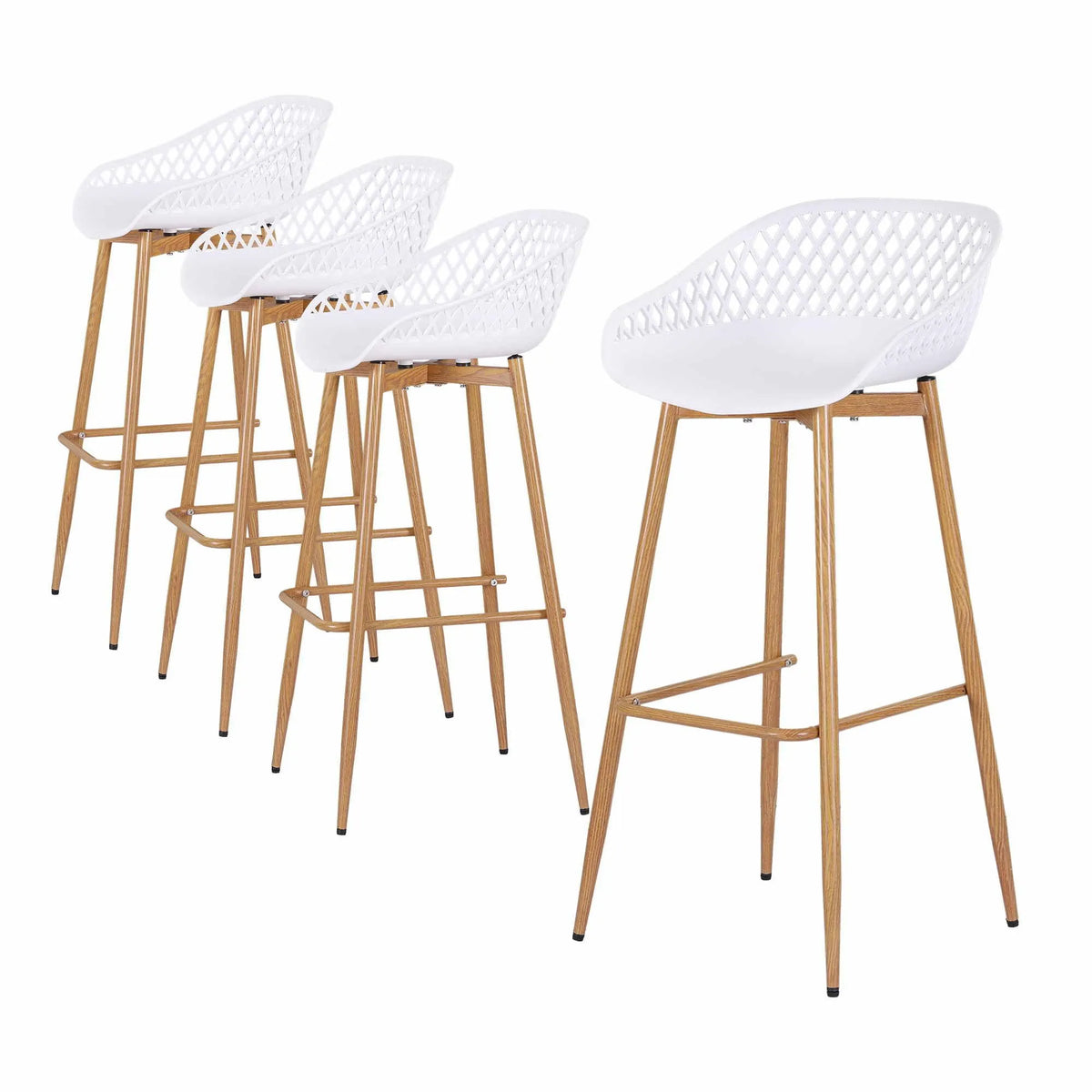 Gardeon 4-Piece Outdoor Bar Stools Plastic Metal Dining Chair Balcony White - Image 7