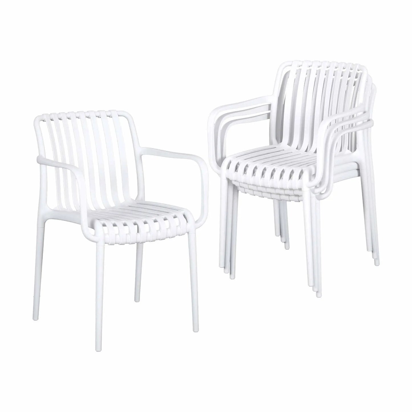 Gardeon 4PC Outdoor Dining Chairs Patio Furniture PP Stackable Chair Garden White - Image 8
