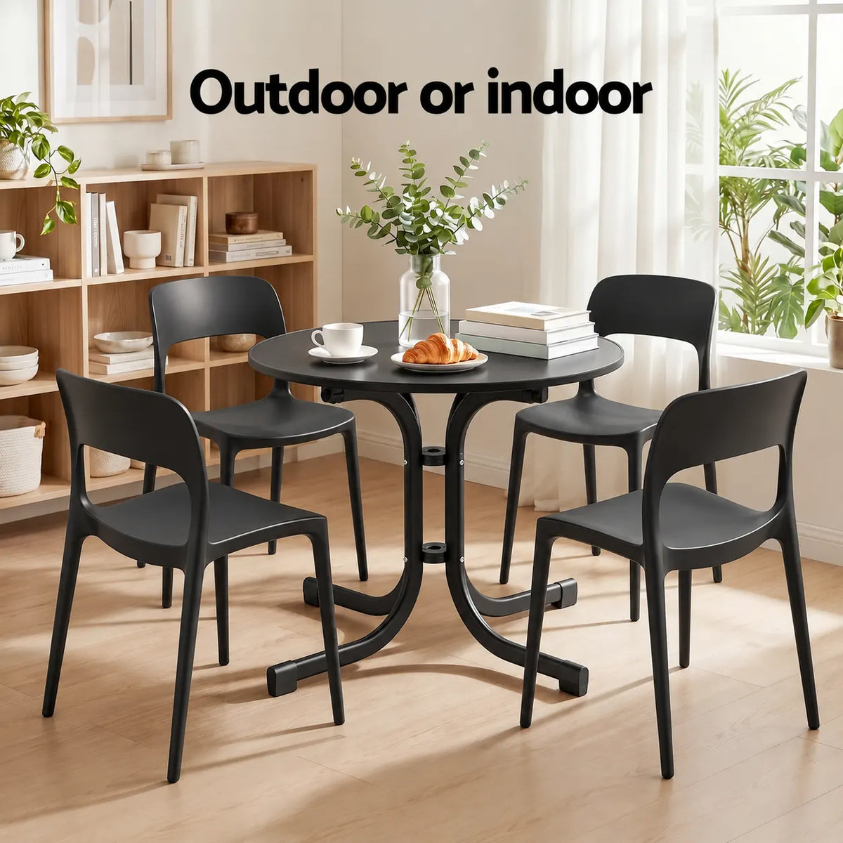 Gardeon 5PCS Outdoor Dining Set Table and Chairs Patio Furniture Garden Black - Image 8