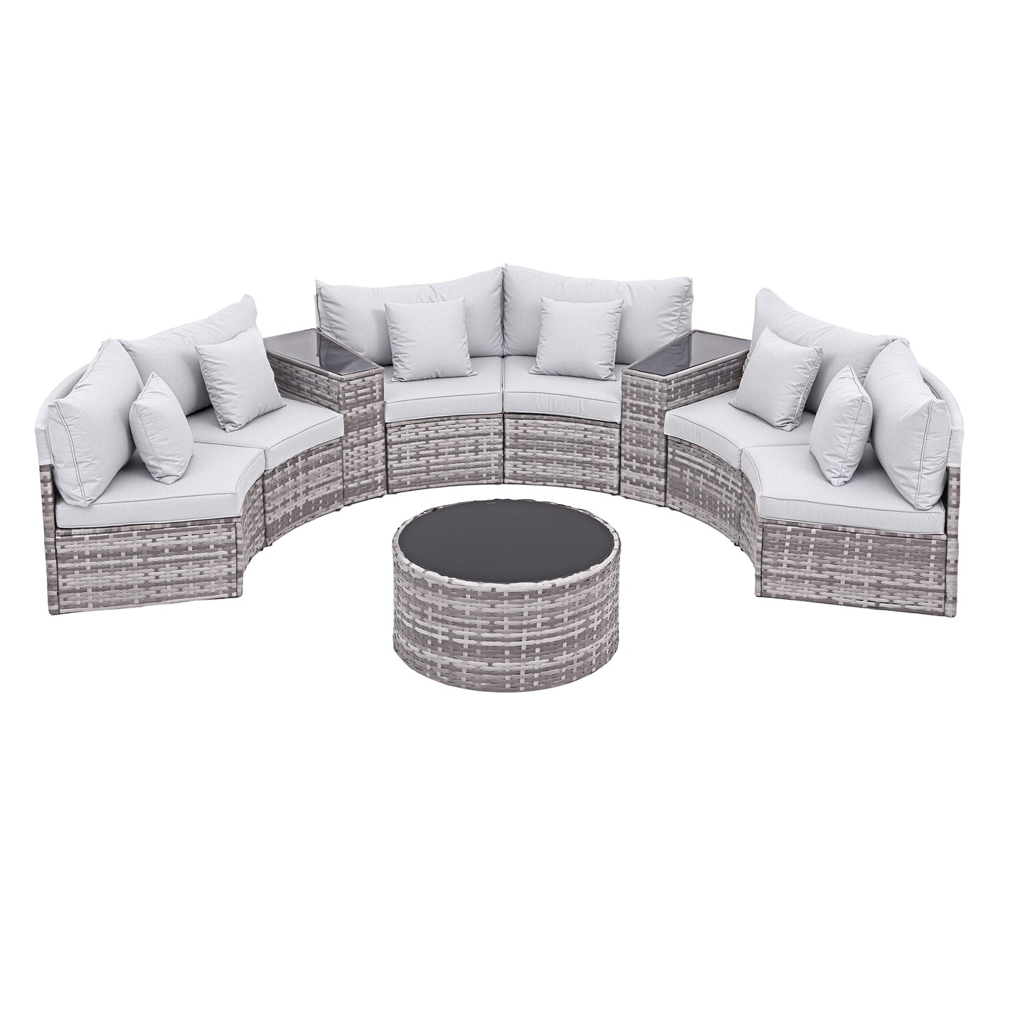 Gardeon 6 Seater Outdoor Sofa Set 9PCS Table Chair Set Garden Rattan Patio Furniture - Image 8
