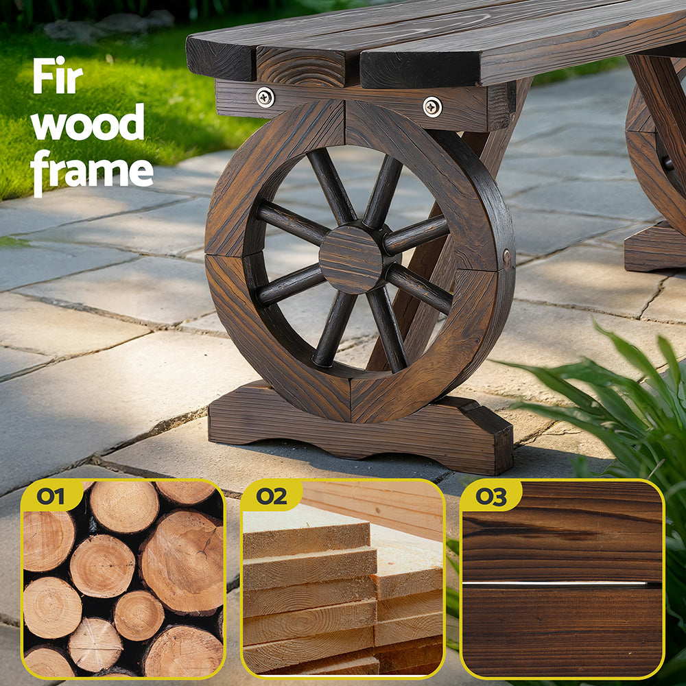 Gardeon Outdoor Garden Bench Seat Wooden Patio Furniture Wagon Dining Chair - Image 6