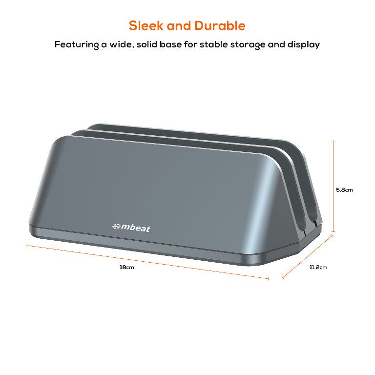 mbeat® Stage S5 Adjustable Dual Bay Tablet, Laptop and MacBook Vertical Stand Declutter and Orga... - Image 4