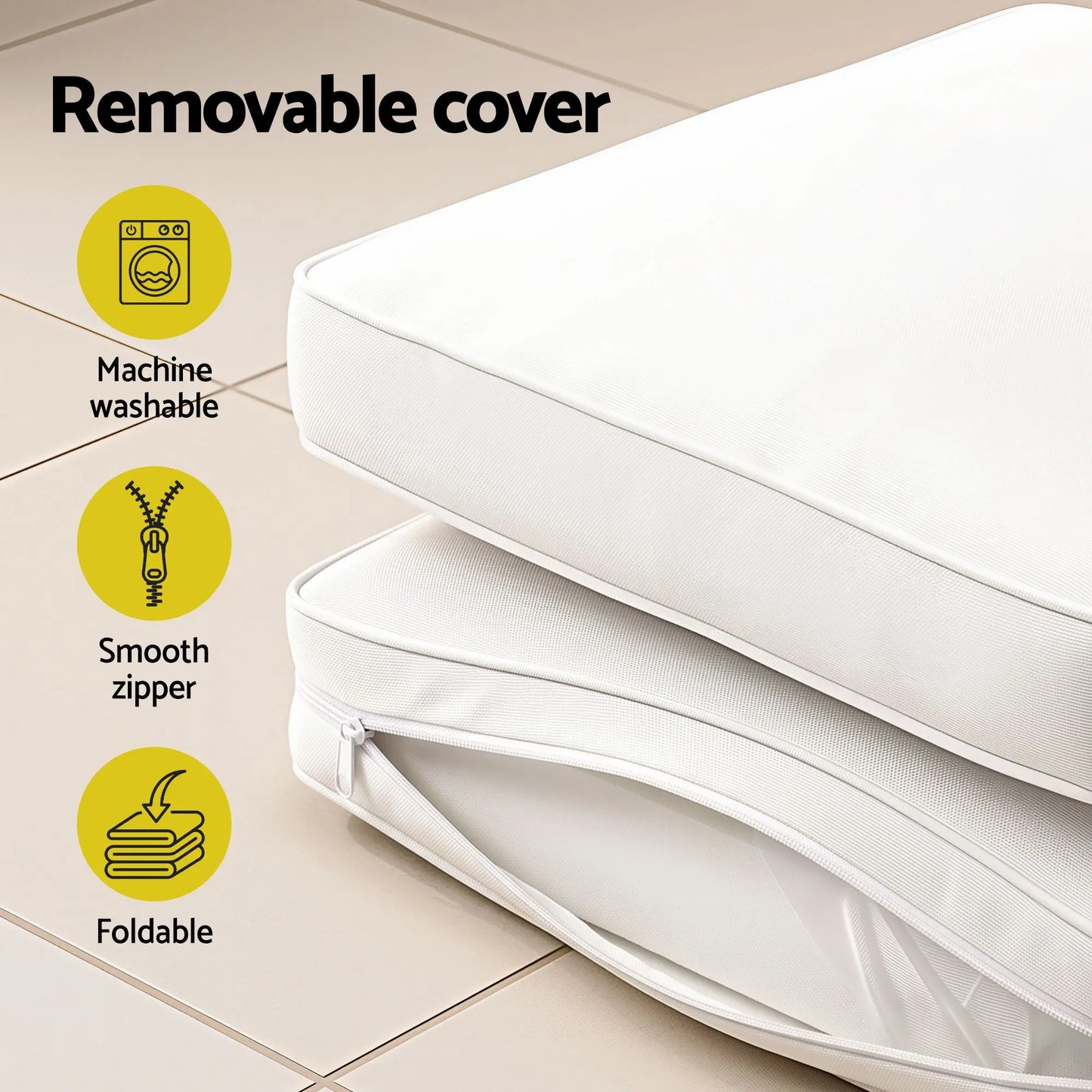 Gardeon Outdoor Chaise Lounge Cushion Lounge Chair Pad Sunbed Mattress Beige - Image 9