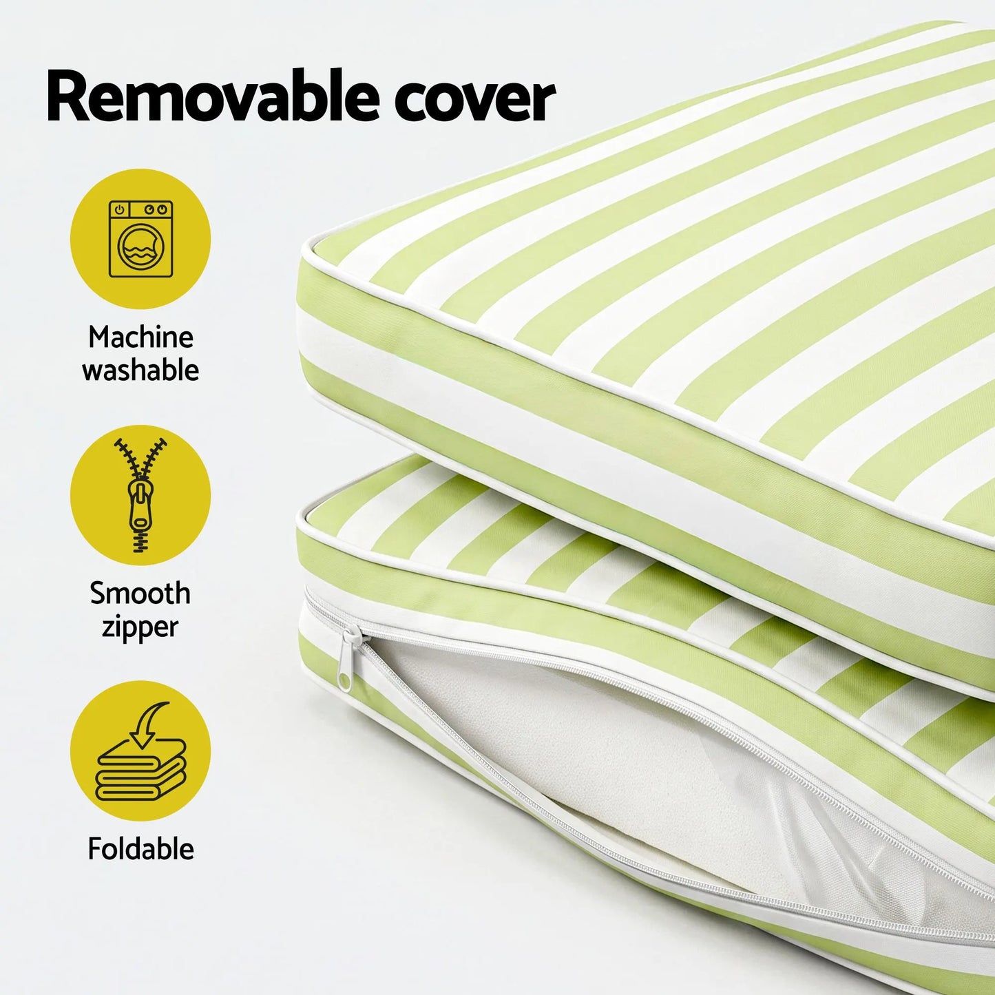 Gardeon Outdoor Chaise Lounge Cushion Lounge Chair Pad Sunbed Mattress Green - Image 9