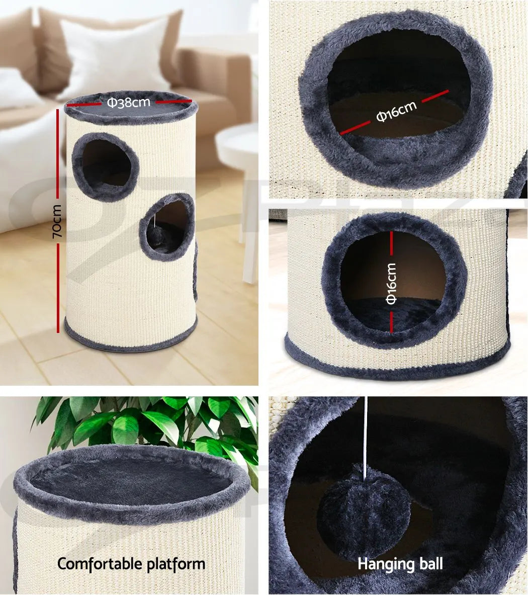 i.Pet Cat Tree 70cm Scratching Post Tower Scratcher Trees Wood Condo House Toys - Image 9