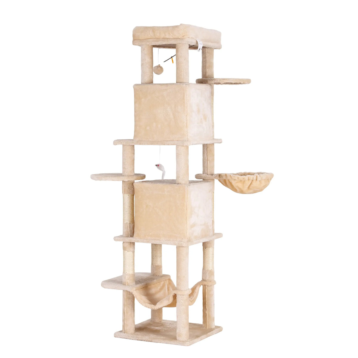 i.Pet Cat Tree Tower 167cm Large Scratching Post Furniture Scratcher House Beige - Image 3
