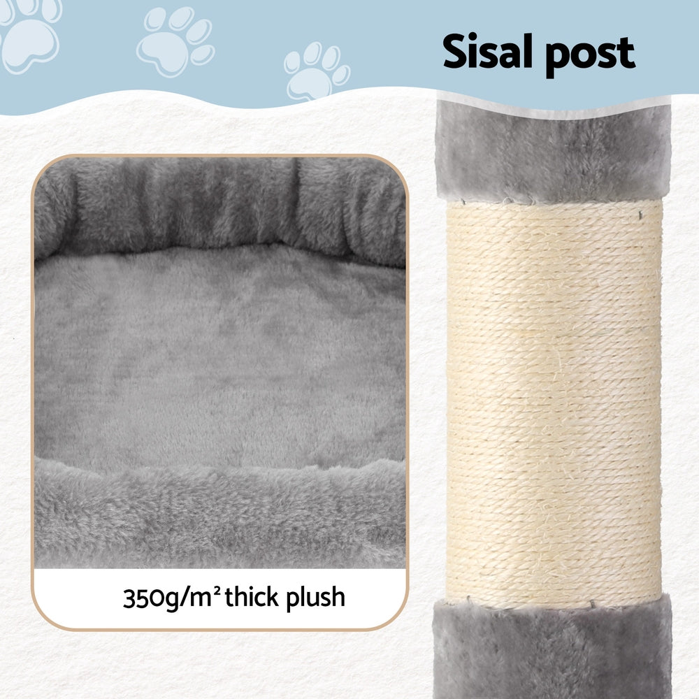 i.Pet Cat Tree 184cm Tower Scratching Post Trees Scratcher Condo House Light Grey - Image 6