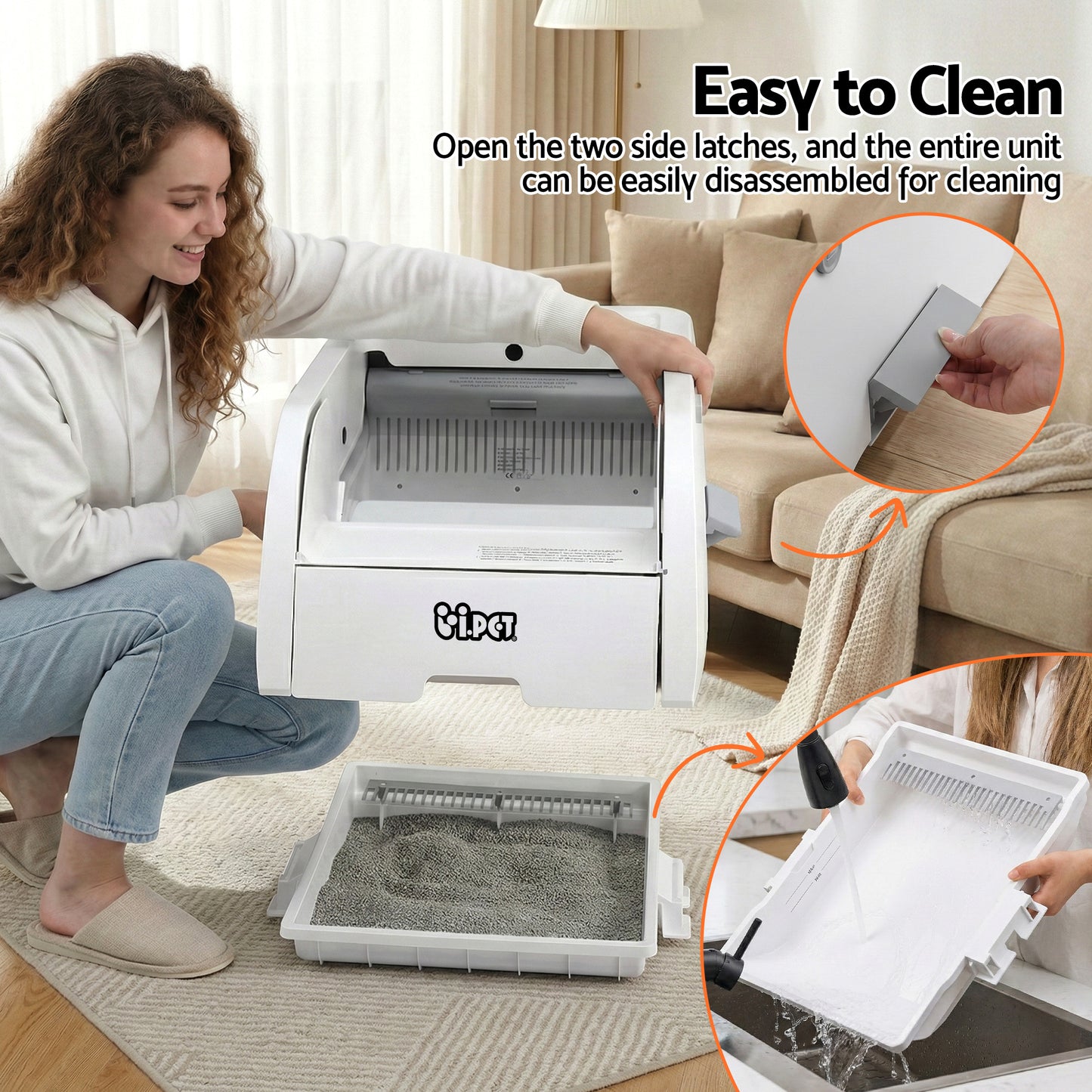 i.pet Automatic Cat Litter Box Self Cleaning Smart Pet Toilet App Control 5L White - Image 9