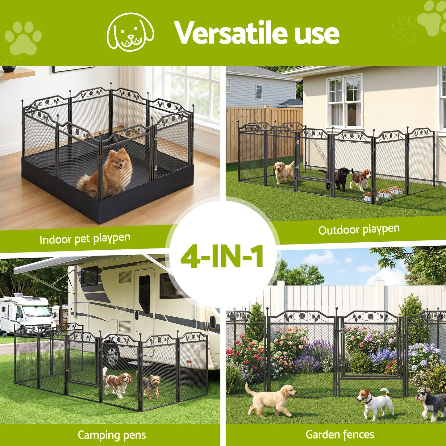 i.Pet Pet Dog Playpen Heavy-Duty Enclosure Multi-Configuration Indoor Outdoor Black - Image 7