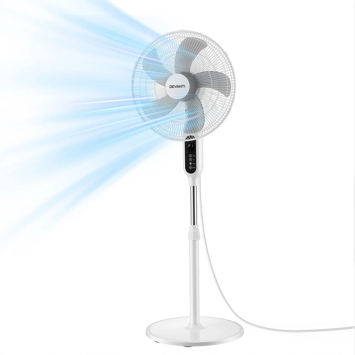 DEVANTI 16" Pedestal Fan with Remote 3 Speeds 8H Timer, White - Image 9