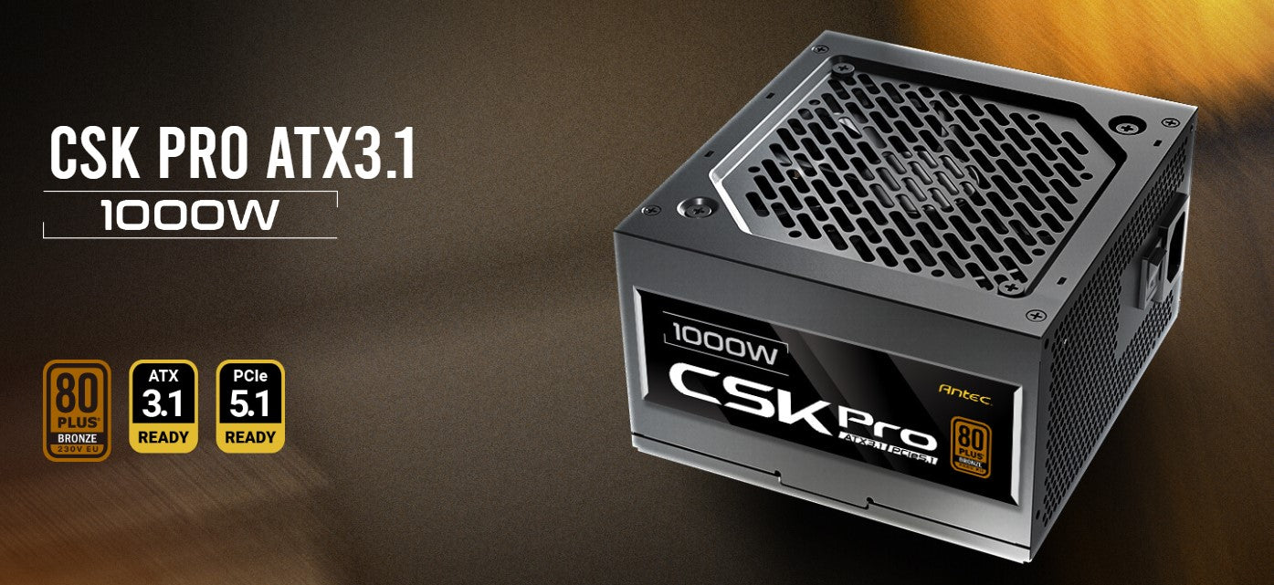 Antec CSK1000 PRO Sem-Modular ATX 3.1, PCI-E 5.1 for 4090, 5090 7900, 9070 High Quality Jap Cap...