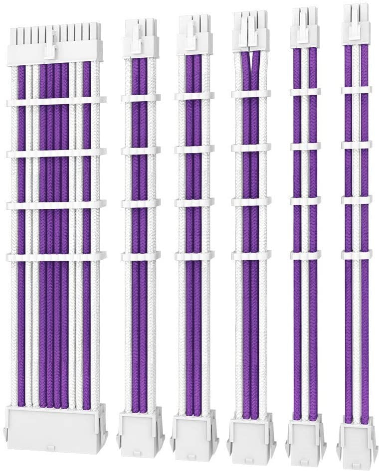 Antec PSU -  Sleeved Extension Cable Kit V2 - Purple / White. 24PIN ATX, 4+4 EPS, 8PIN PCI-E, 6PI...