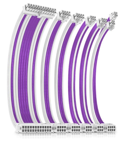 Antec PSU -  Sleeved Extension Cable Kit V2 - Purple / White. 24PIN ATX, 4+4 EPS, 8PIN PCI-E, 6PI... - Image 2