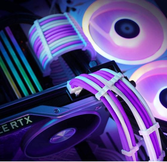 Antec PSU -  Sleeved Extension Cable Kit V2 - Purple / White. 24PIN ATX, 4+4 EPS, 8PIN PCI-E, 6PI... - Image 3