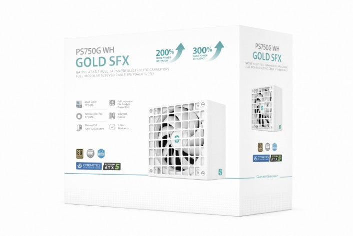 DeepCool PS750G WH 750W Gamer Storm SFX ,Full Japanese Electrolytic Capacitors, Cybenetics Platin...