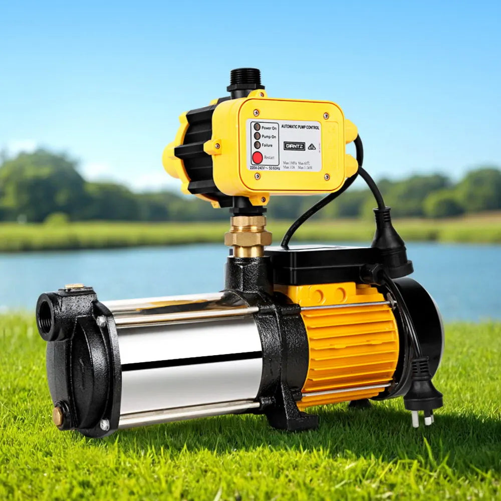 Giantz 2000W Max 4-Stage Garden Water Pump High Pressure Irrigation Booster Pump, Automatic Multi-Stage External Sprinkler Pump for Rainwater Tank Transfer, Home Farm Lawn, Yellow - Image 9
