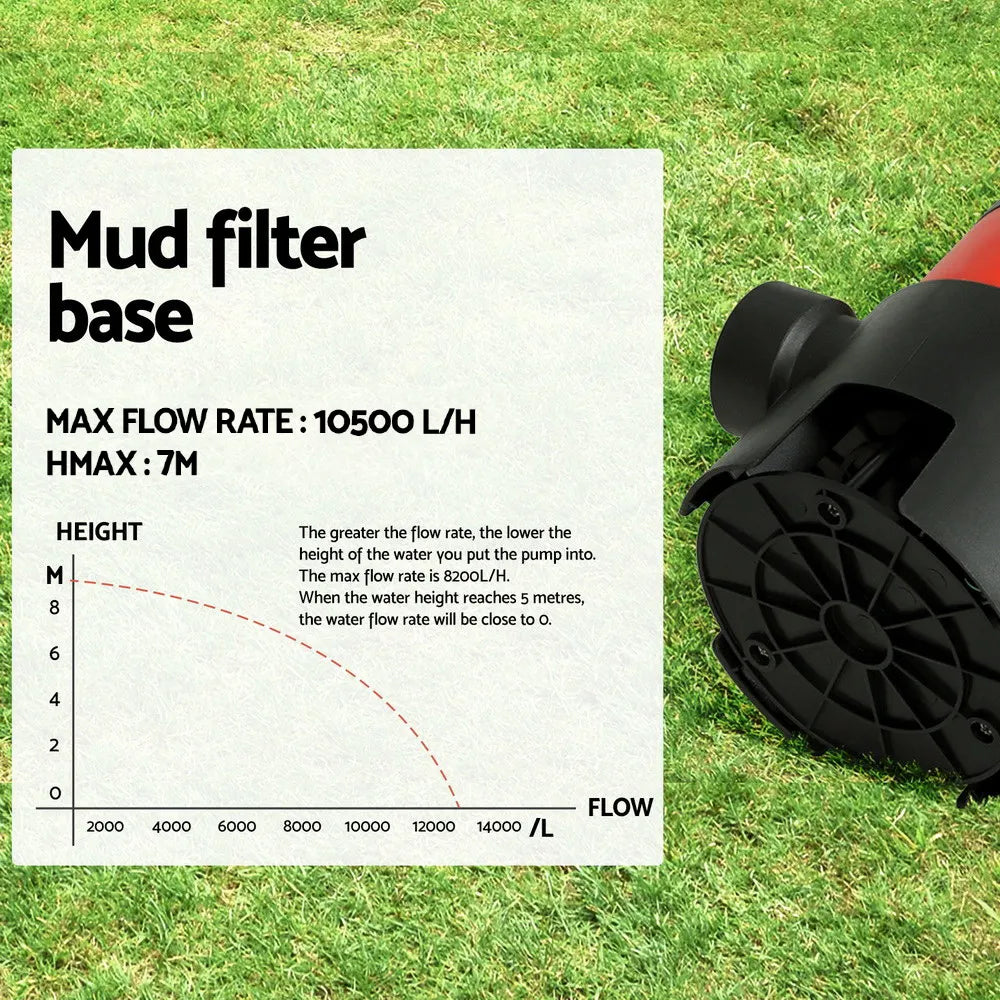 Giantz Garden Submersible Pump 550W Dirty Water Bore Tank Well Steel Sewerage - Image 9