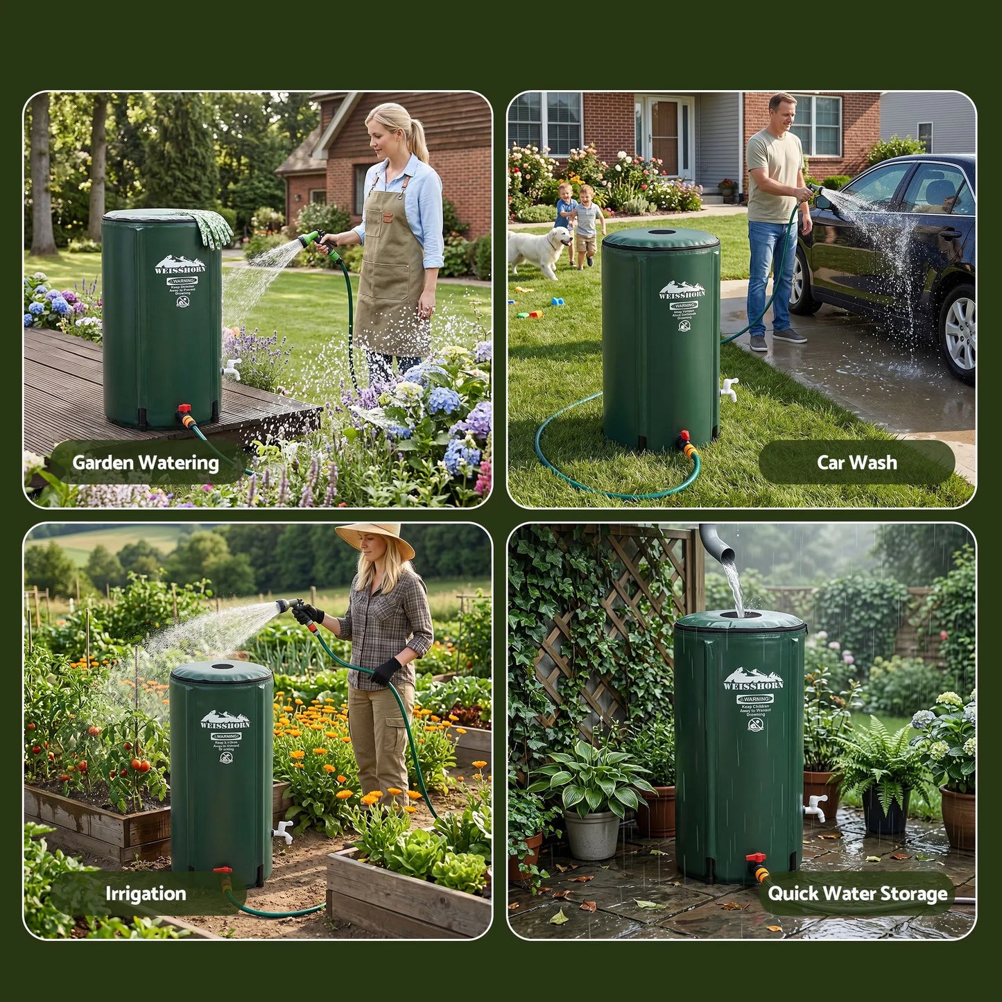Weisshorn 100L/22Gal Collapsible Rain Barrel PVC Water Tank Collection Storage for Garden Irrigation - Image 9