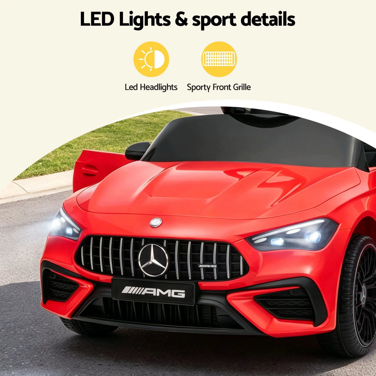 Ride On Car Licensed Mercedes Benz AMGC63 Kids Electric Car 12V Music Red - Image 9