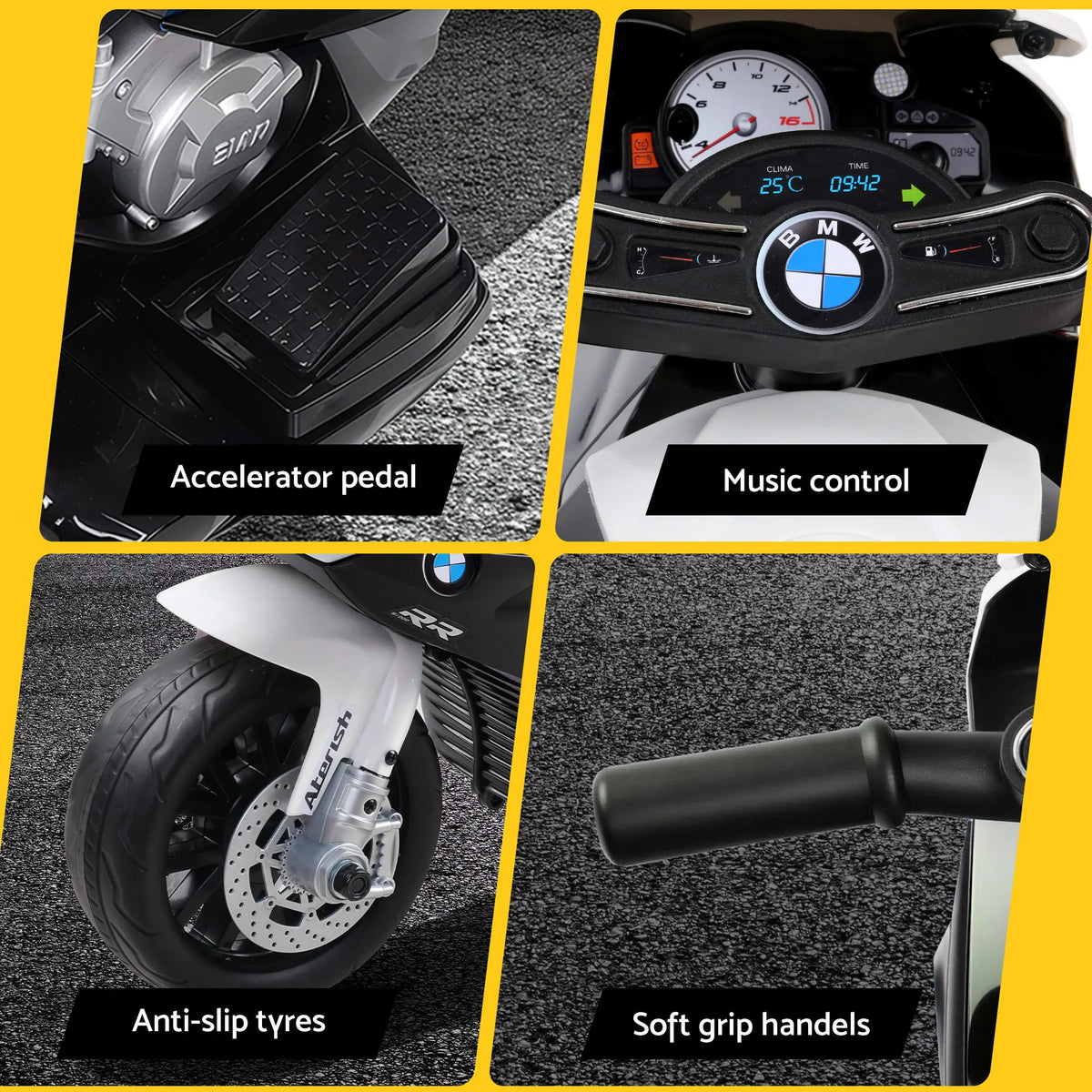 Kids Ride On Car Electric Ride On Cars Motorcycle Motorbike BMW Licensed S1000RR Black - Image 9