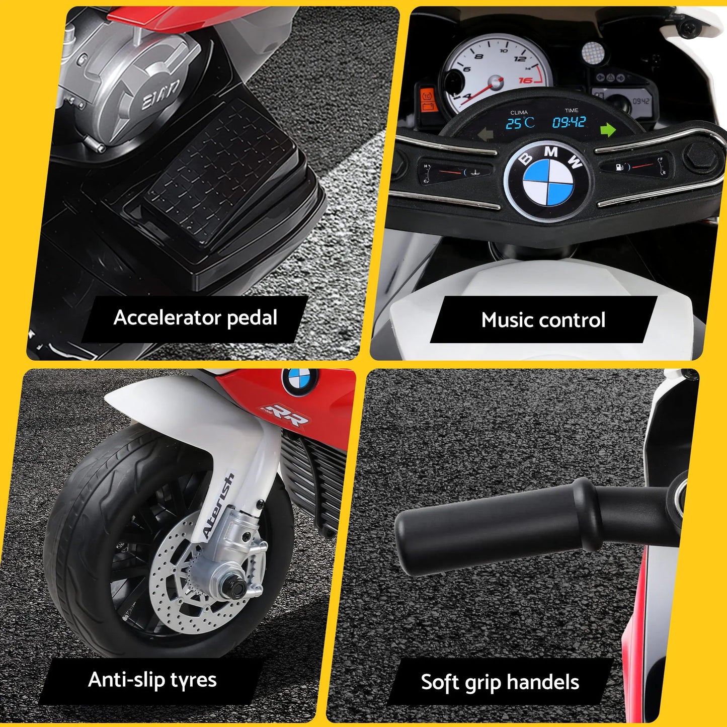 Kids Electric Ride On Car Police Motorcycle Motorbike BMW Licensed S1000RR Red - Image 9