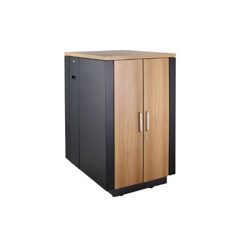 LDR Assembled Soundproof 24U Cabinets ( Black and Wood Color), 6 Pcs Low Noise Fans,2pcs Side Pan...