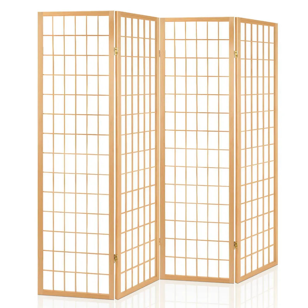 Artiss 4 Panel Room Divider Screen 174x179cm Natural - Image 8