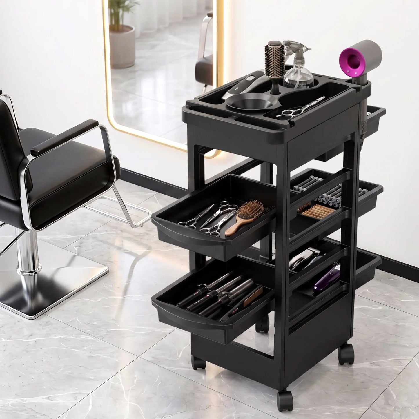 Embellir 6-Tier Salon Trolley Cart on Wheels Barber Mobile Hairdressing Cart - Image 7