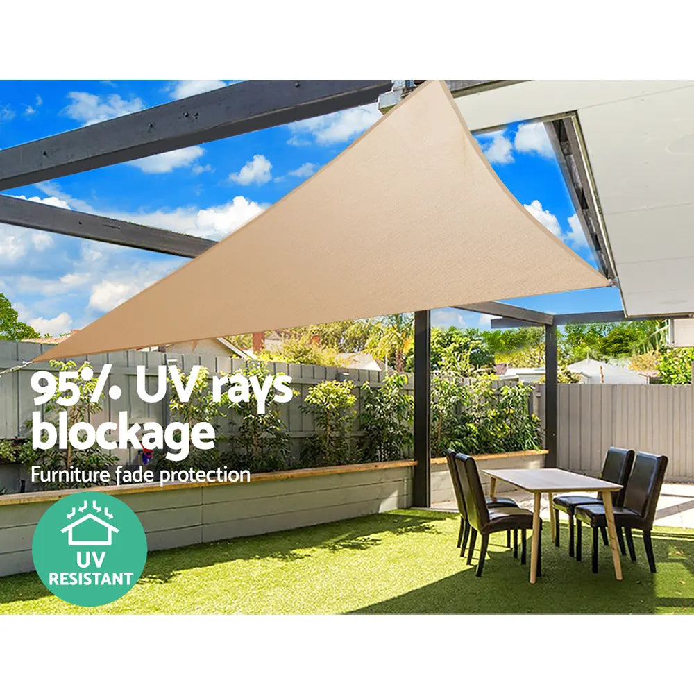 Instahut Waterproof Shade Sail 5x5x5m Rectangle Sand 95% Shade Cloth - Image 6