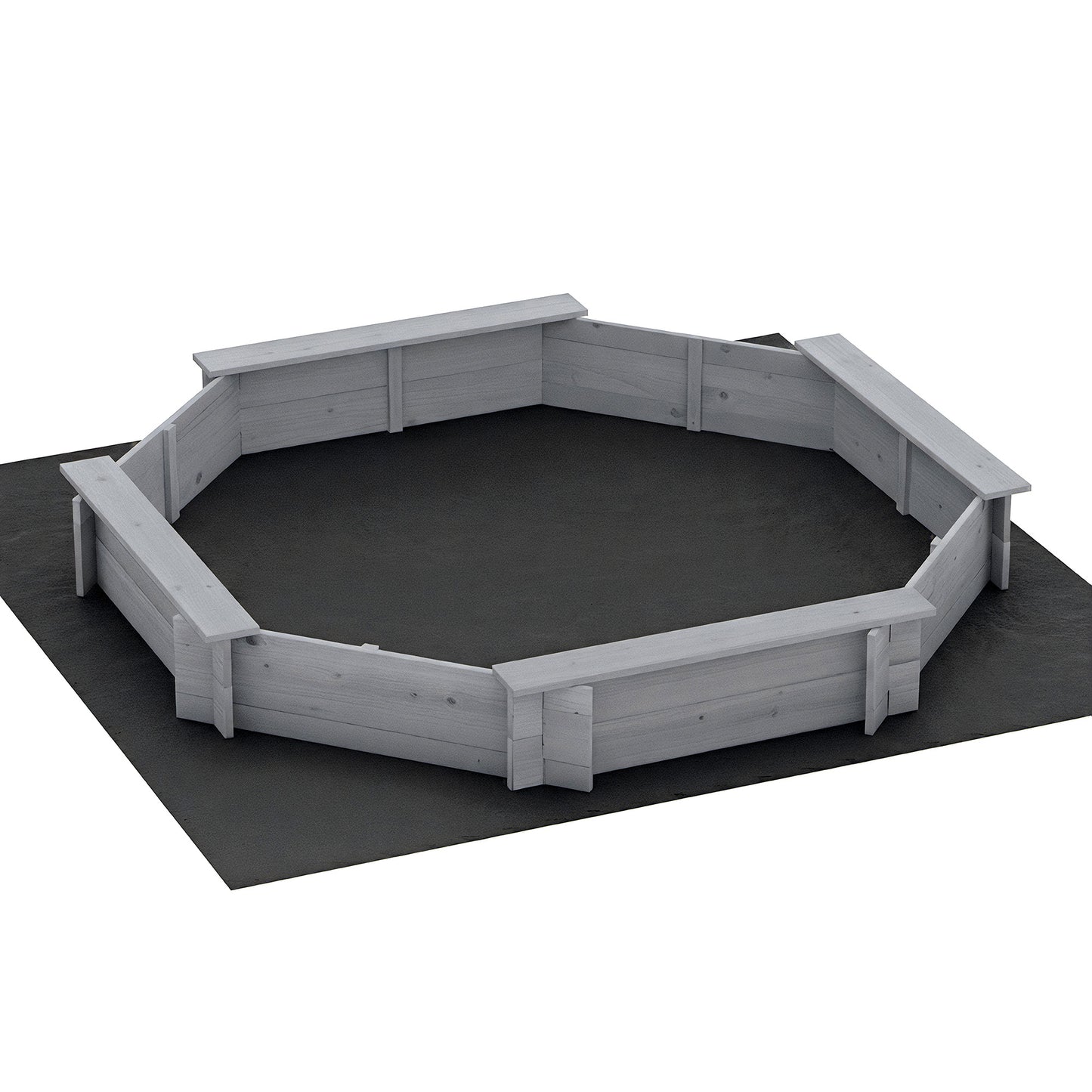 Keezi Kids Sandpit Wooden Round Sand Pit with Cover Bench Seat Beach Toys 182cm Grey - Image 8