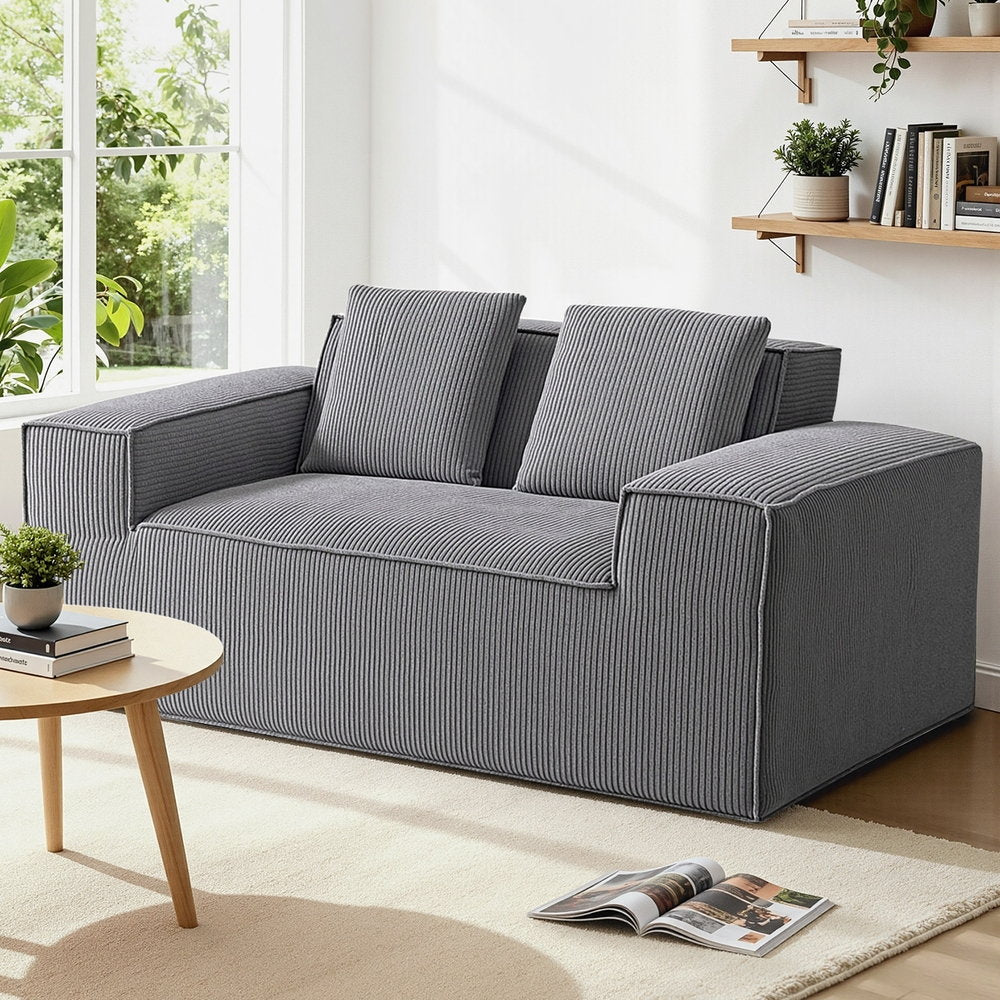 Artiss 2 Seater Sofa Loveseat Sofas Bed Couch No Assembly Corduroy Small Couches Apartement - Image 7