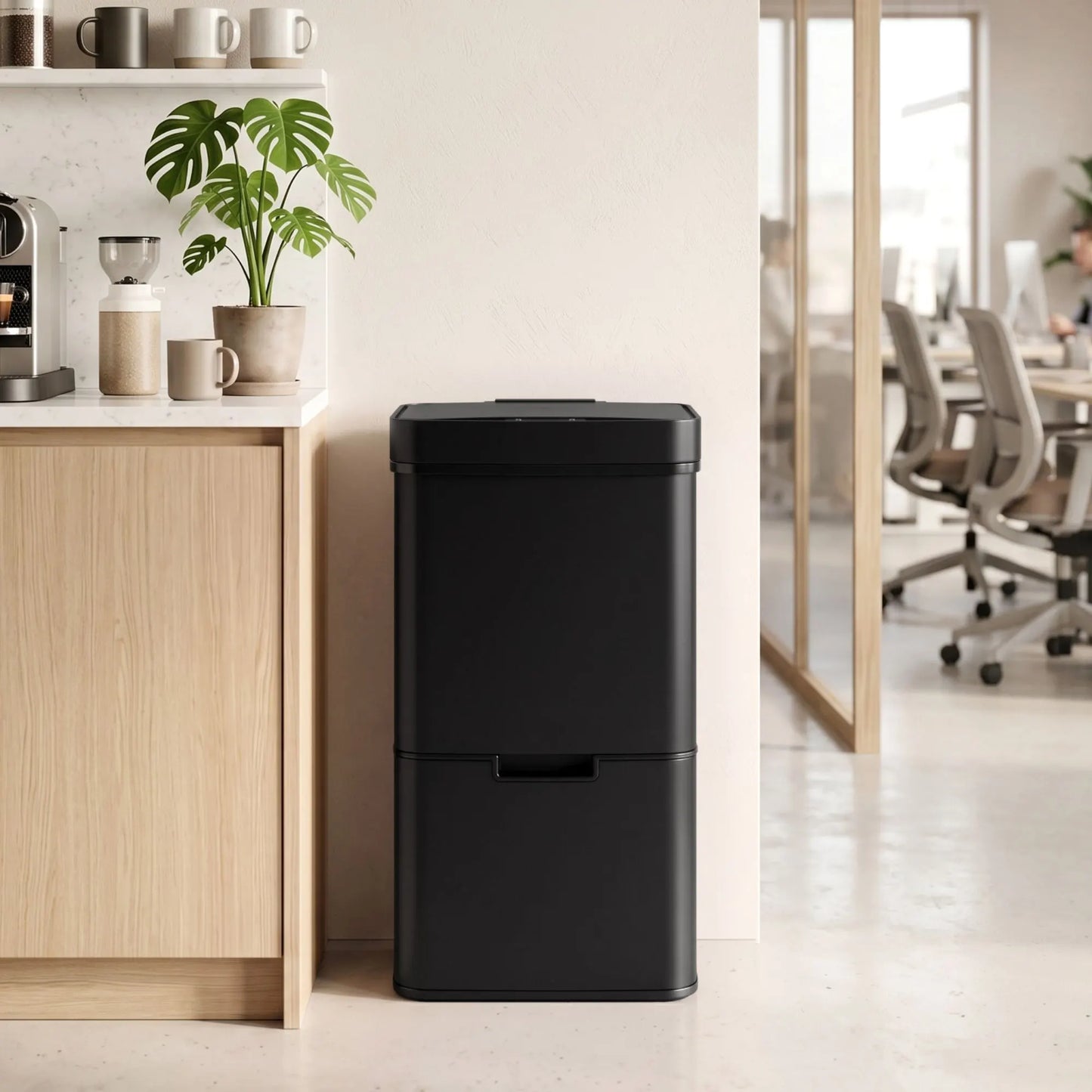 Devanti 72L Sensor Bin Rubbish Bins 4-in-1 Compartment Stainless Steel Trash Can Black - Image 9