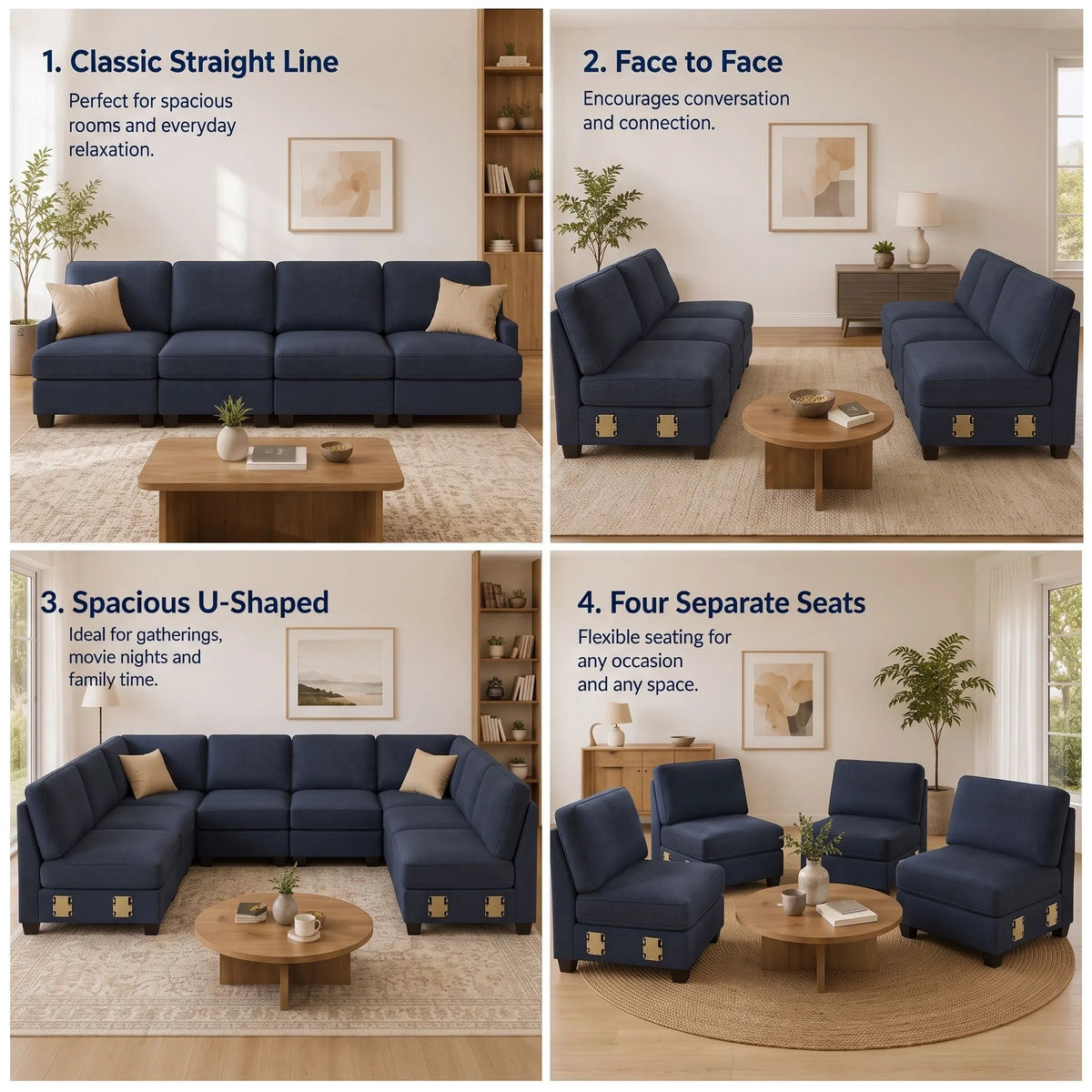 Artiss 4 Seater Modular Sofa Set Sectional Easy Assembly Dark Grey - Image 8