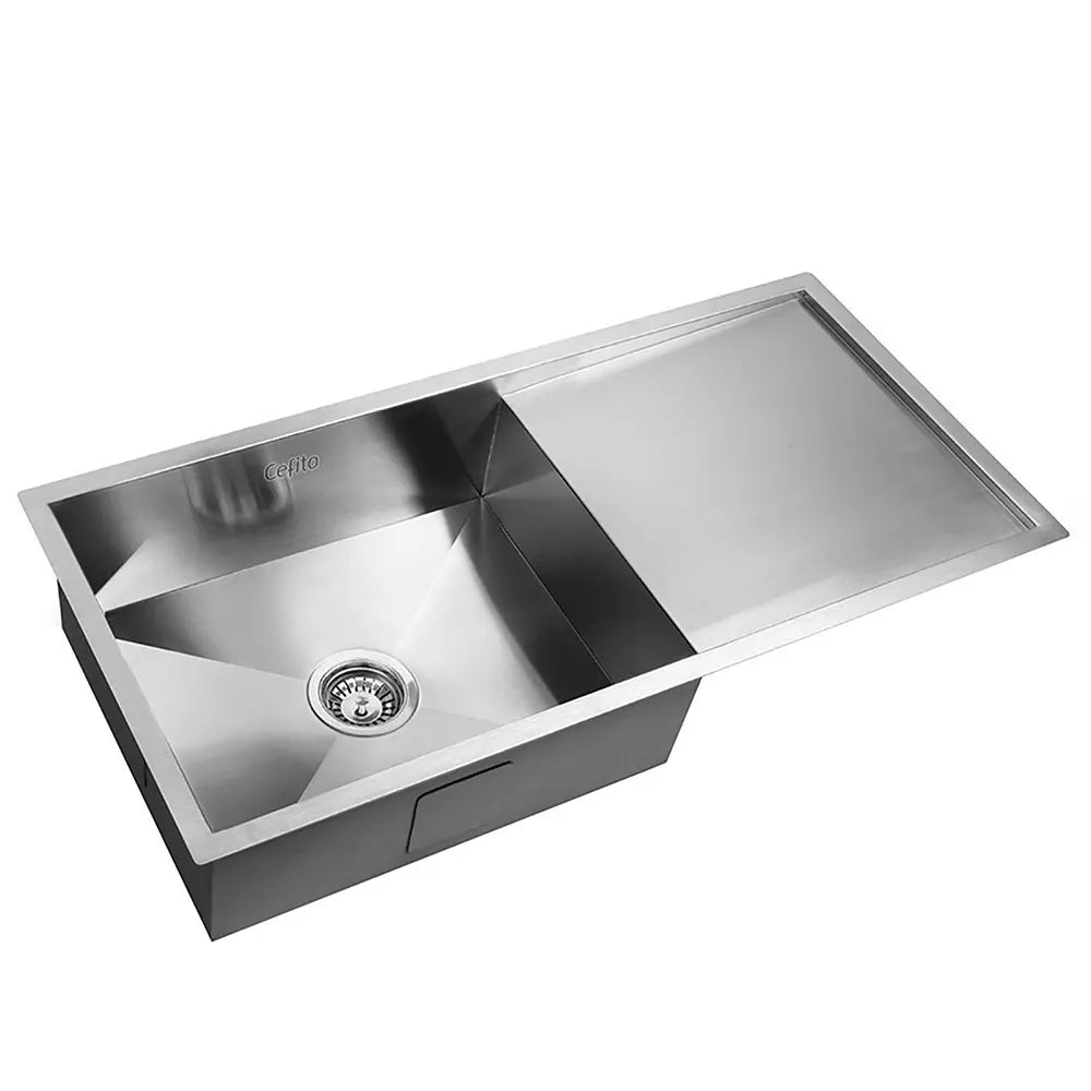 Cefito Kitchen Sink 96X45CM Stainless Steel Basin Single Bowl Silver - Image 8