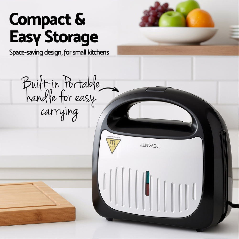 Devanti 3-in-1 Sandwich Press Waffle Maker Panini Press Grill 850W - Image 8