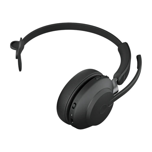 Jabra Evolve2 65 MS Mono Bluetooth Headset, Black Link 380 USB-A and Charging Stand USB-A, Passive Noise-cancelling, 2ys Warranty, 3-Microphone Call