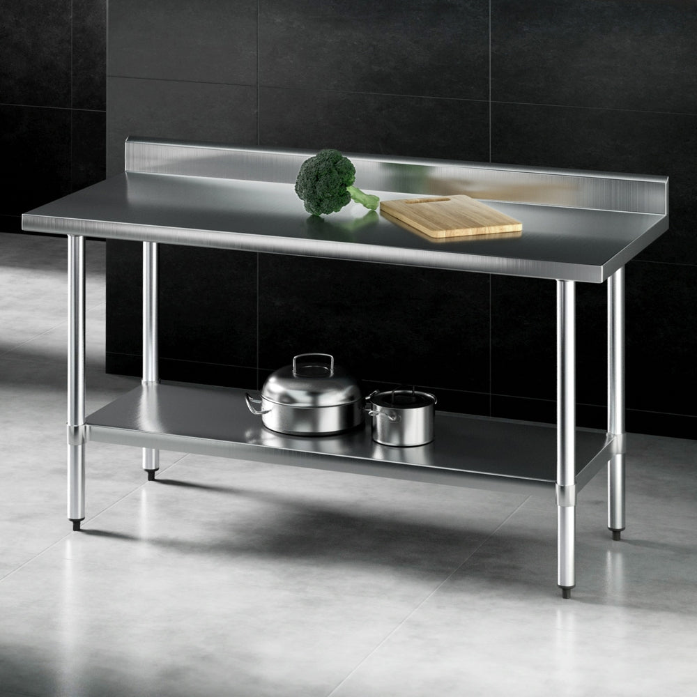 Cefito Stainless Steel Kitchen Bench w/ Splashback 1500x600MM 430 - Image 7