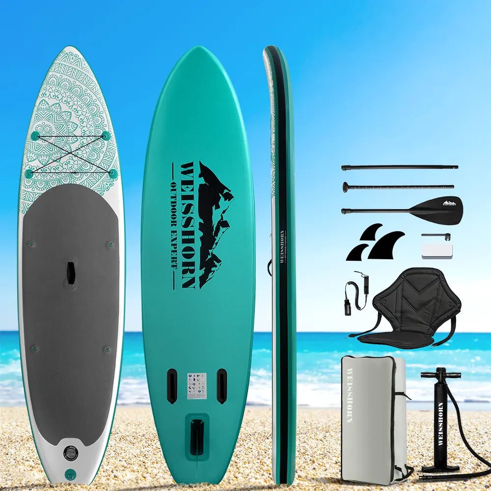 Weisshorn Stand Up Paddle Board 10.6ft Inflatable SUP Surfboard Paddleboard Kayak Surf Green - Image 8