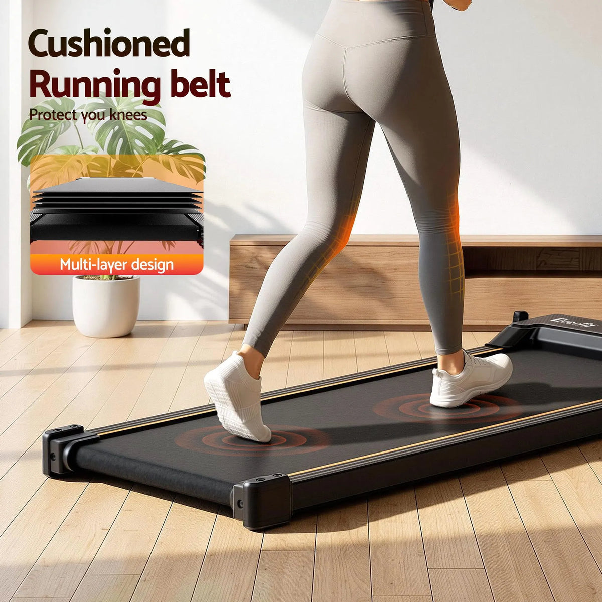 Everfit 2 in 1 Walking Pad Treadmill Dual-Sided Under Desk Treadmills with Foot Massage for Home Gym with App Control Black - Image 9