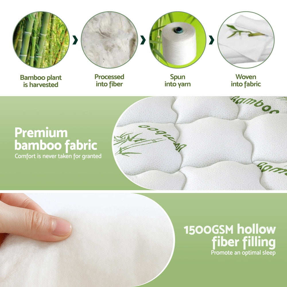 Giselle Bedding 1500GSM Pillowtop Mattress Topper Bamboo Mattress Pad for Back Pain Relief Washable 11cm Thick Bed Cover with 45cm Deep Pocket Double - Image 6