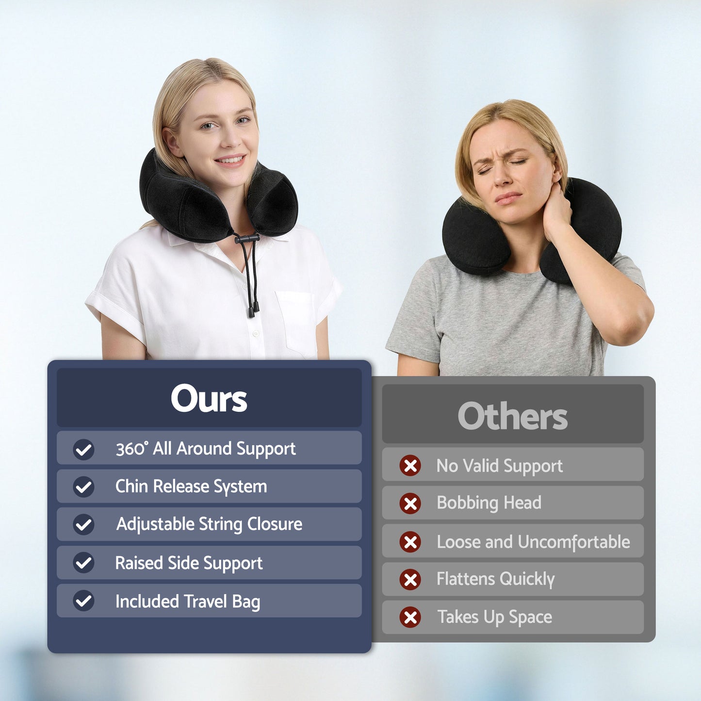 Wanderlite Travel Pillow for Airplanes Memory Foam Neck Pillows for Traveling, Soft & Washable Cover with Storage Bag, Portable Plane Accessories for Airplanes Offices Cars, Black - Image 9