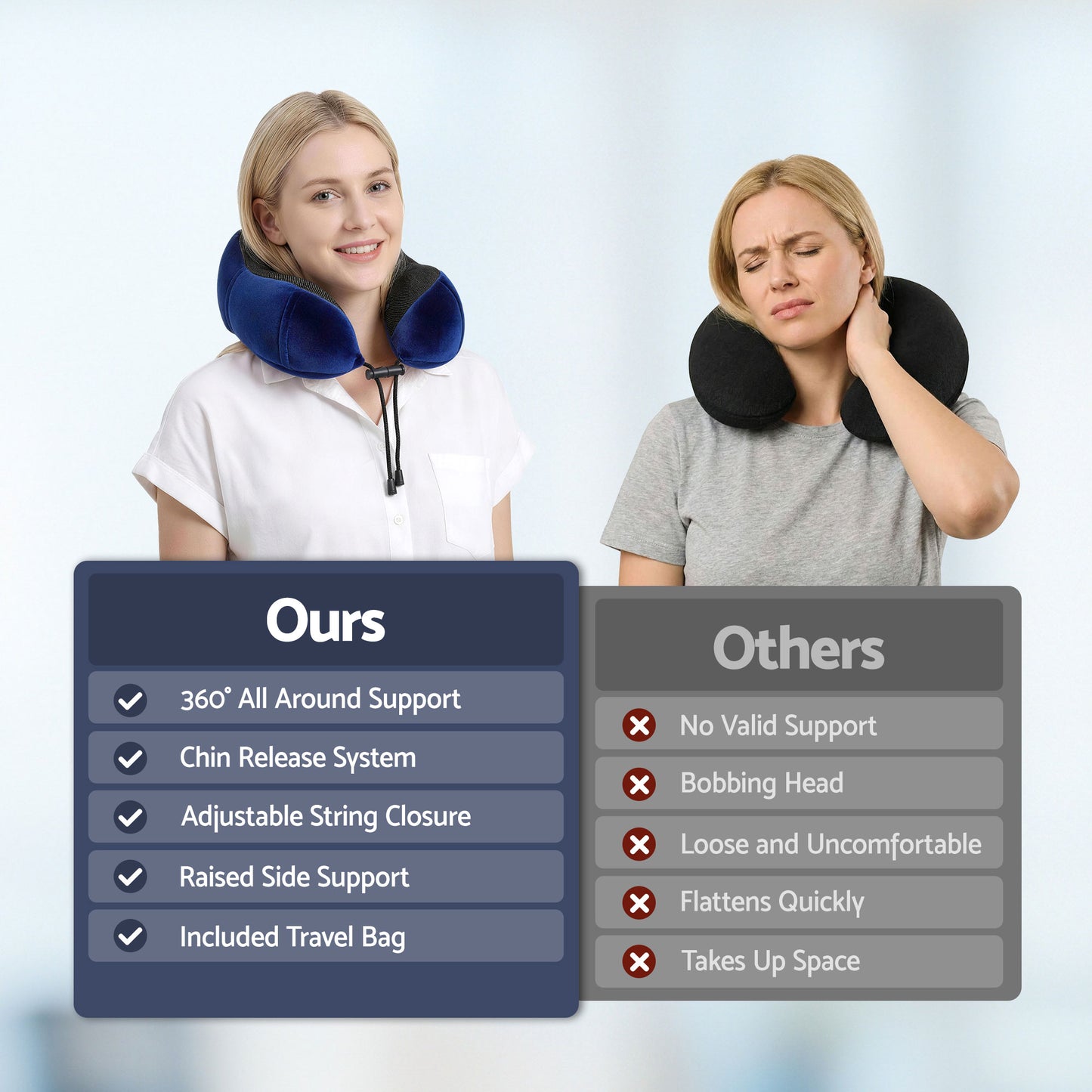 Wanderlite Travel Pillow for Airplanes Memory Foam Neck Pillows for Traveling, Soft & Washable Cover with Storage Bag, Portable Plane Accessories for Airplanes Offices Cars, Blue - Image 8