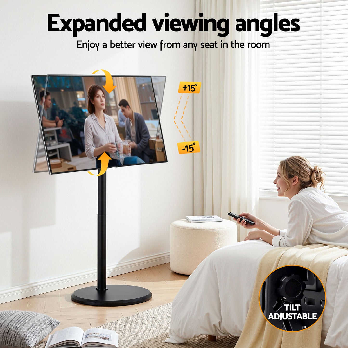 Artiss 32-55 Inch Mobile TV Stand with Wheels Height & Tilt Adjustable Floor Mount - Image 9