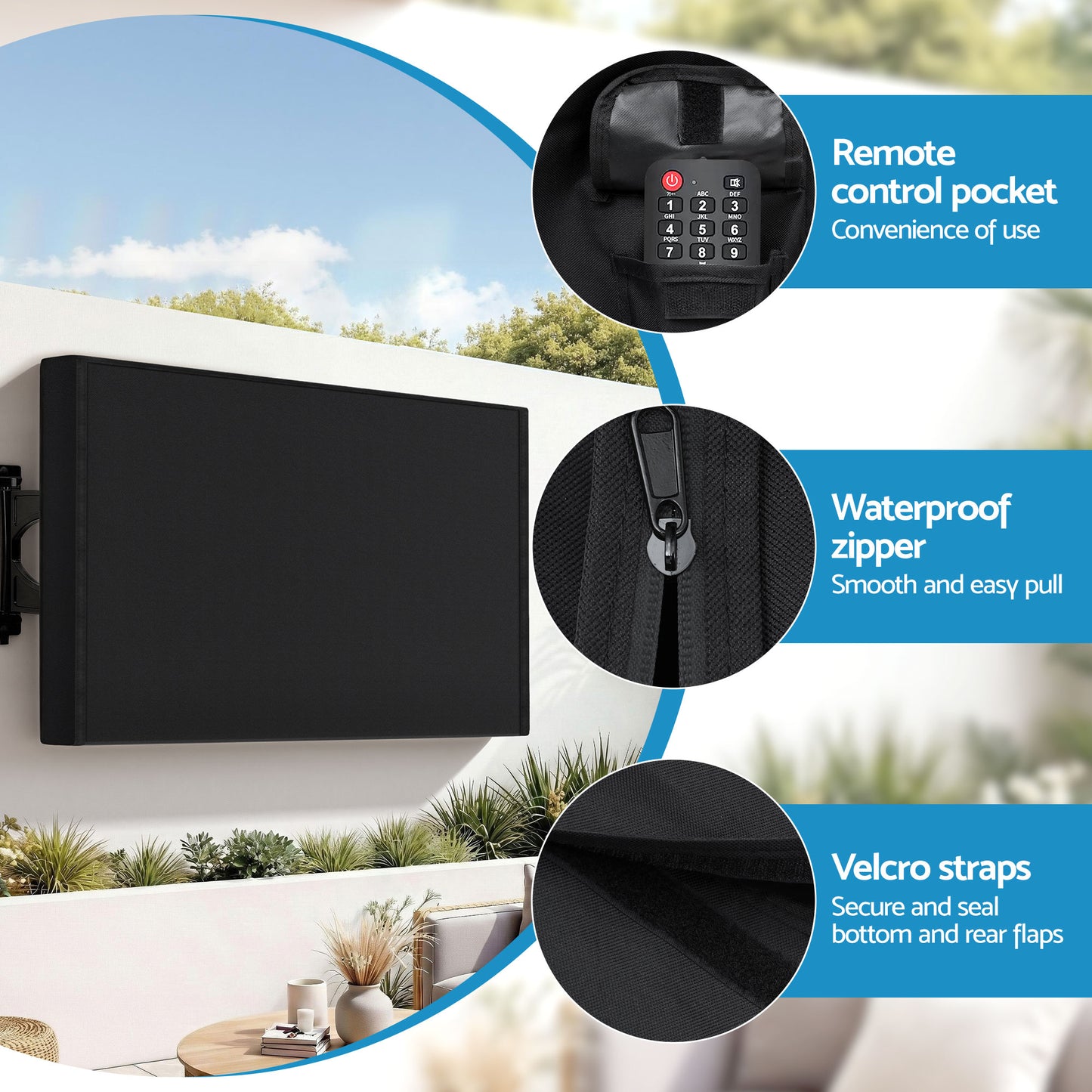Artiss 55-58 Inch TV Cover Waterproof Outdoor Patio Flat Television Protector - Image 9