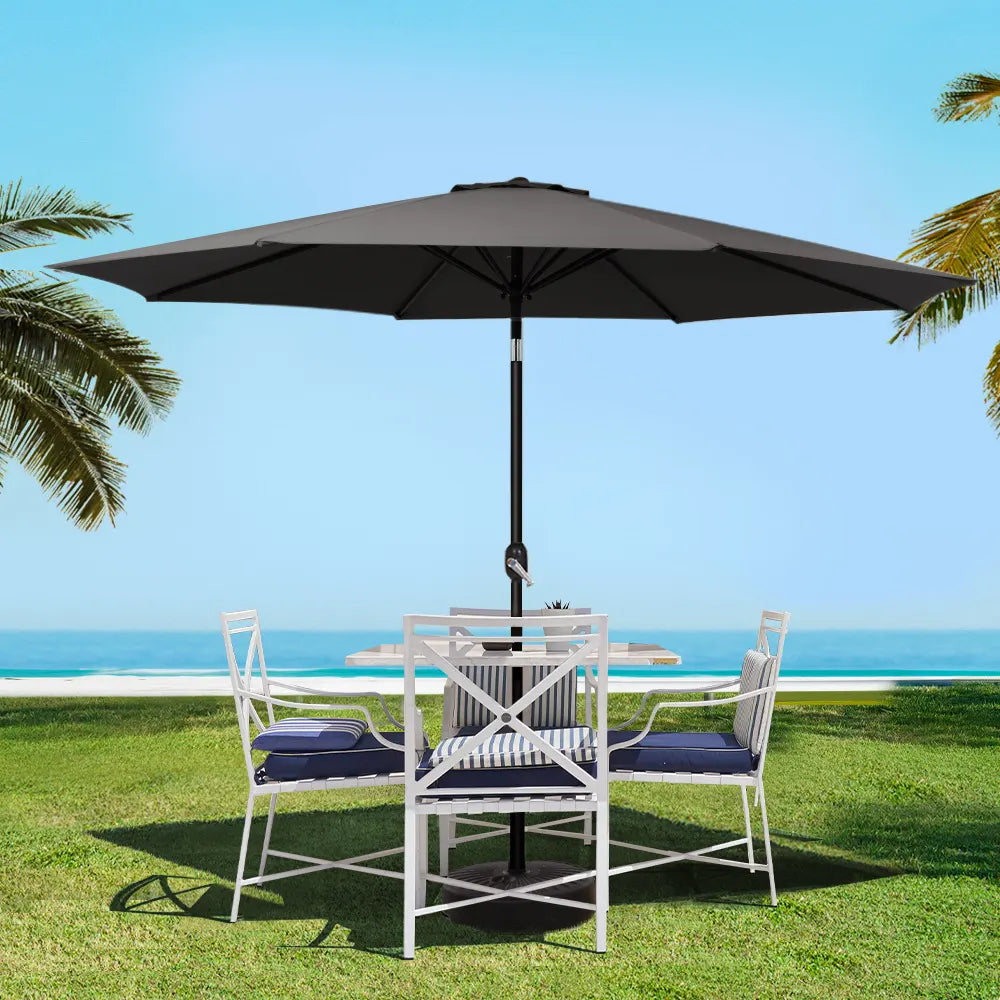 Instahut 3m Outdoor Umbrella Beach Pole Garden Patio Tilt Black - Image 8